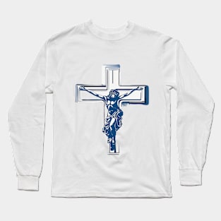 Cross Blue Shadow Silhouette Anime Style Collection No. 211 Long Sleeve T-Shirt